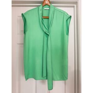 Sandro Lana Tie Neck Blouse Apple Green Blouse Size FR1 US4 Retail $265